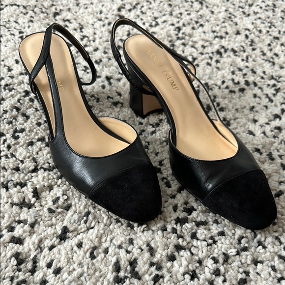 Black Leather Slingback Heels - Picture 5 of 8